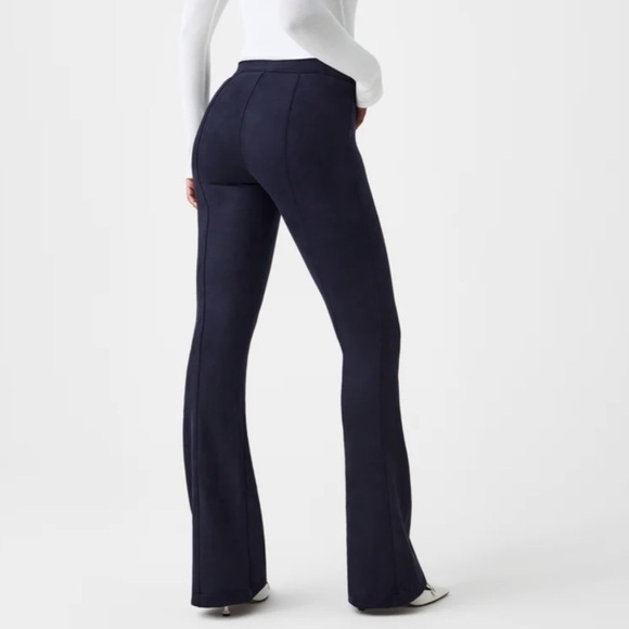 NWT Spanx Faux Suede Flare Pants in Classic Navy - Picture 5 of 11